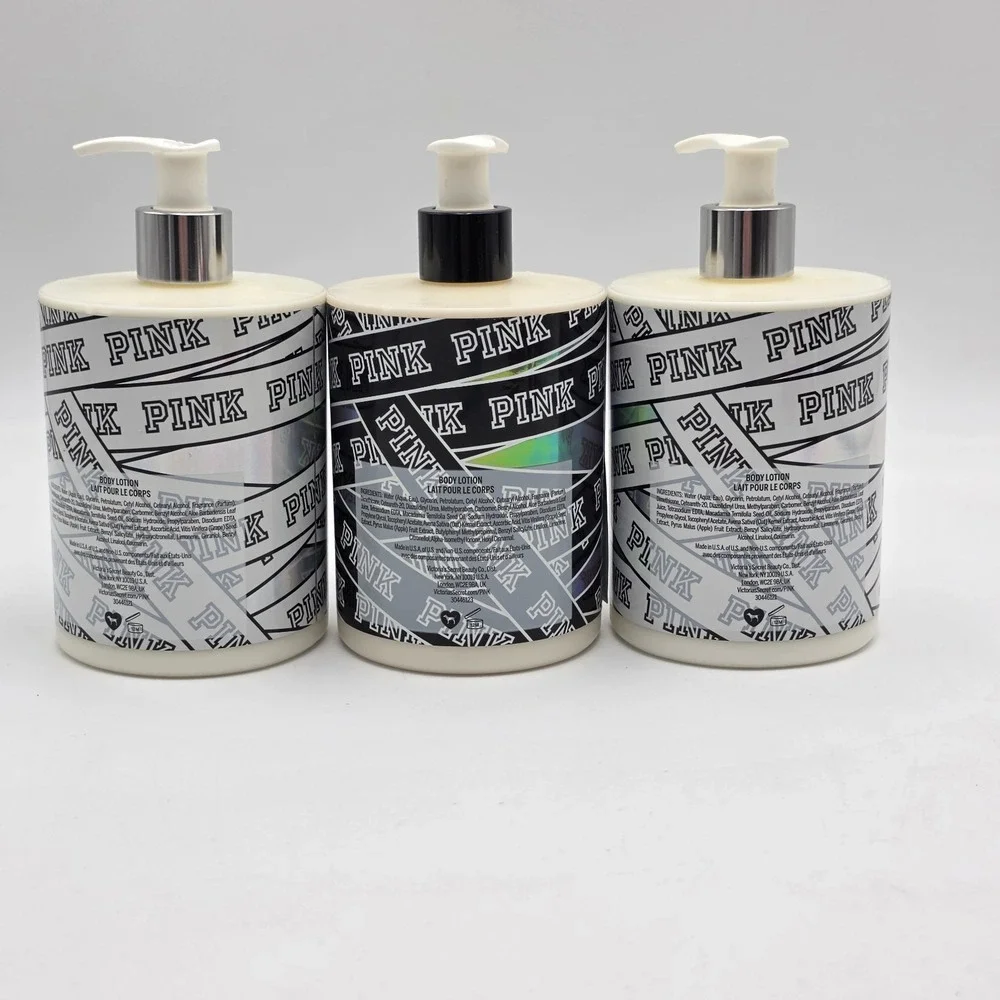 Lot of 3- Victoria's Secret Pink Holo Glam and Midnight Glow Body Lotion 16.9 oz